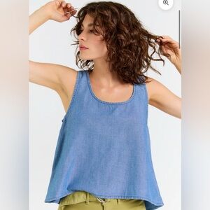 Porter Blue Wabi Sabi Crop Tank - Medium Wash | NWT